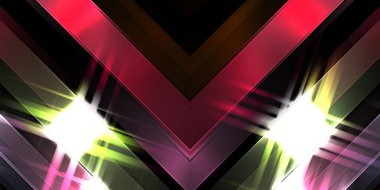 Soyut parlayan geometrik ışıklar arka planda. Fraktal simetrik grafik çizimi. Parıldayan ve parıldayan çubukları kesiştir.