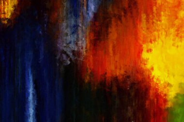 Modern sanat. Renkli çağdaş sanat eserleri. Renkli boya darbeleri. Soyut arkaplanda fırça darbeleri. Fırça boyası. Eşsiz duvar sanatı.