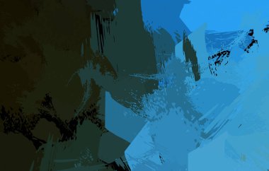 Vahşi fırça darbeleriyle yaratıcı soyut resim. Artistik fırça darbeleriyle donatılmış. Renkli ve canlı bir tasvir. Boyalı sanat.