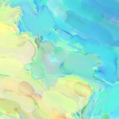 Çağdaş sanat. El işçiliğinin renkli dokusu. Modern resim. Yüzeyde suluboya vuruşlar. Sanatsal arkaplan resmi. Tablo üzerinde soyut resim. Fırça darbeleri. 