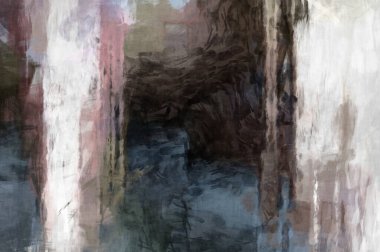 Soyut arkaplanda pürüzlü fırça darbeleri. Fırça boyası. Renkli boya darbeleri. Eşsiz duvar sanatı. Tuvaldeki modern sanat. Renkli çağdaş sanat eserleri. 