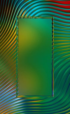 Soyut çerçeveli arkaplan. Renkli, canlı, dalgalı bir duvar kağıdı. Merkezi çerçeveli yaratıcı grafik 2d çizim. Dinamik şekilli modaya uygun sıvı örtüsü.