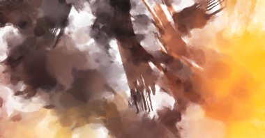 El yapımı sürreal soyut desenli suluboya. Modern sanatsal resim. 2D çizim. Arkaplan boyası karışımı. Yaratıcı duvar sanatı. Çağdaş sanat