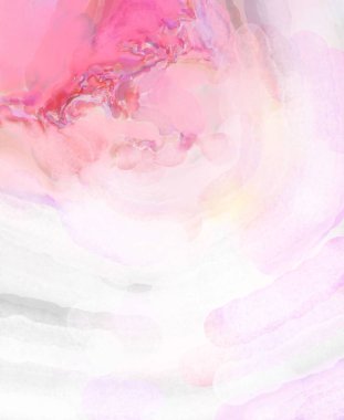 Alkol mürekkebini andıran rahatlatıcı fırça darbelerinin modern resmi. Poster, duvar sanatı, afiş, kart, kitap kapağı veya ambalaj için pastel renkli suluboya resim.