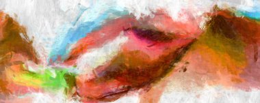 Soyut arkaplanda pürüzlü fırça darbeleri. Fırça boyası. Renkli boya darbeleri. Eşsiz duvar sanatı. Tuvaldeki modern sanat. Renkli çağdaş sanat eserleri. 