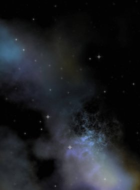 Galaksi uzayındaki yıldız alanı renkli nebula ile. Uzayın derinliklerinin bilim kurgu geçmişi. Ruhsal duvar kağıdı.