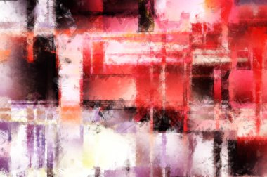 Modern sanat. Renkli çağdaş sanat eserleri. Renkli boya darbeleri. Soyut arkaplanda fırça darbeleri. Fırça boyası. Eşsiz duvar sanatı.