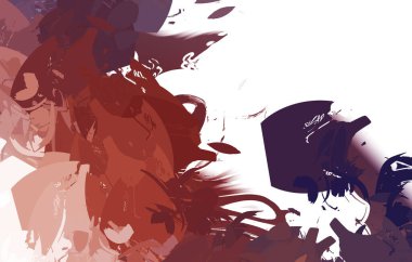 Duvar sanatı Eşsiz ve yaratıcı illüstrasyon. Fırça darbesi ile boyanmış. Renkli fırça darbelerinin soyut arkaplanı. Fırçalanmış canlı duvar kâğıdı. Boyalı sanatsal yaratım.