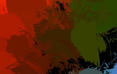 Vahşi fırça darbeleriyle yaratıcı soyut resim. Artistik fırça darbeleriyle donatılmış. Renkli ve canlı bir tasvir. Boyalı sanat.