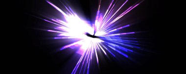 Fütürist mercek patlaması. Parlayan parçacıkları ve çizgileri olan ışık patlaması yıldızı. Güzel soyut ışın arkaplanı.