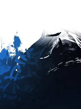 Taranmış Boyalı Soyut Arkaplan. Vahşi kaotik fırça darbeleri. Boya darbeleri. 2D İllüstrasyon. Fırça darbeli resim. 