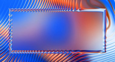 Soyut çerçeveli arkaplan. Renkli, canlı, dalgalı bir duvar kağıdı. Merkezi çerçeveli yaratıcı grafik 2d çizim. Dinamik şekilli modaya uygun sıvı örtüsü.