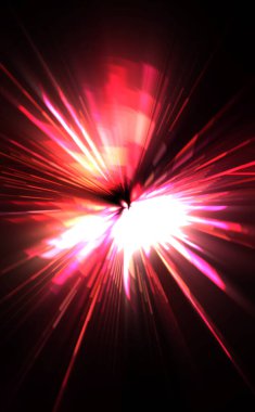 Fütürist mercek patlaması. Parlayan parçacıkları ve çizgileri olan ışık patlaması yıldızı. Güzel soyut ışın arkaplanı.