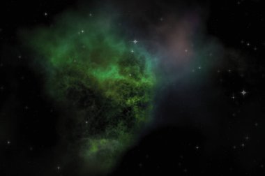 Galaksi uzayındaki yıldız alanı renkli nebula ile. Uzayın derinliklerinin bilim kurgu geçmişi. Ruhsal duvar kağıdı.