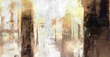 Soyut arkaplanda pürüzlü fırça darbeleri. Fırça boyası. Renkli boya darbeleri. Eşsiz duvar sanatı. Tuvaldeki modern sanat. Renkli çağdaş sanat eserleri. 