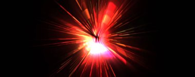 Fütürist mercek patlaması. Parlayan parçacıkları ve çizgileri olan ışık patlaması yıldızı. Güzel soyut ışın arkaplanı.