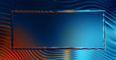 Soyut çerçeveli arkaplan. Renkli, canlı, dalgalı bir duvar kağıdı. Merkezi çerçeveli yaratıcı grafik 2d çizim. Dinamik şekilli modaya uygun sıvı örtüsü.