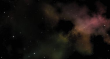 Galaksi uzayındaki yıldız alanı renkli nebula ile. Uzayın derinliklerinin bilim kurgu geçmişi. Ruhsal duvar kağıdı.