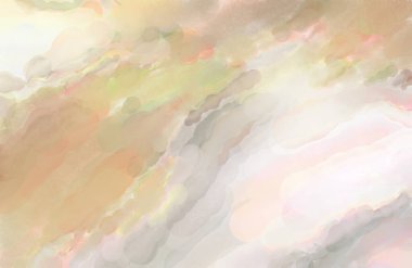 Pastel renklerde suluboya resim. Poster, duvar sanatı, afiş, kart, kitap kapağı ya da ambalaj için rahatlatıcı kompozisyonun yumuşak renkli çizimi. Modern fırça darbeleri resim.