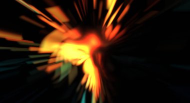 Işık parçacık izleri. Parlayan parçacıkları ve çizgileri olan ışık patlaması yıldızı. Güzel hareketli soyut ışın arkaplanı.