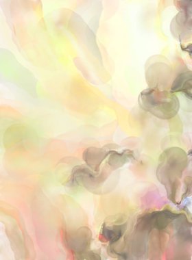 Poster, duvar sanatı, afiş, kart, kitap kapağı veya ambalaj için pastel renkli suluboya resim. Alkol mürekkebini andıran rahatlatıcı fırça darbelerinin modern resmi.