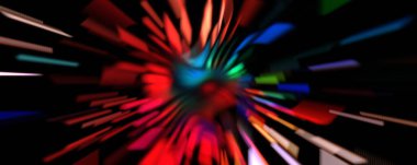 Işık parçacık izleri. Parlayan parçacıkları ve çizgileri olan ışık patlaması yıldızı. Güzel hareketli soyut ışın arkaplanı.