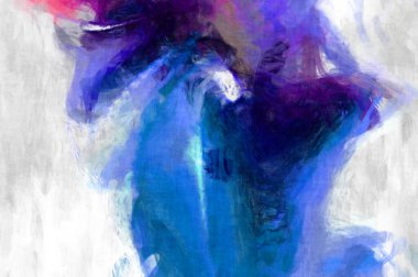 Soyut arkaplanda pürüzlü fırça darbeleri. Fırça boyası. Renkli boya darbeleri. Eşsiz duvar sanatı. Tuvaldeki modern sanat. Renkli çağdaş sanat eserleri. 
