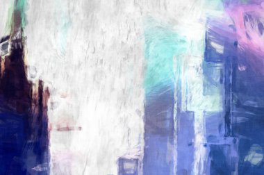 Soyut arkaplanda pürüzlü fırça darbeleri. Fırça boyası. Renkli boya darbeleri. Eşsiz duvar sanatı. Tuvaldeki modern sanat. Renkli çağdaş sanat eserleri. 
