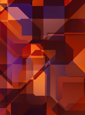 Renkli ve canlı geometrik şekiller katmanları var. Bir teknoloji planının dijital illüstrasyonu. Gelecekçi tasarım şablonu.