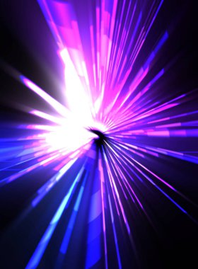 Fütürist mercek patlaması. Parlayan parçacıkları ve çizgileri olan ışık patlaması yıldızı. Güzel soyut ışın arkaplanı.