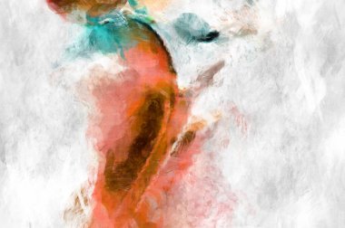 Soyut arkaplanda pürüzlü fırça darbeleri. Fırça boyası. Renkli boya darbeleri. Eşsiz duvar sanatı. Tuvaldeki modern sanat. Renkli çağdaş sanat eserleri. 