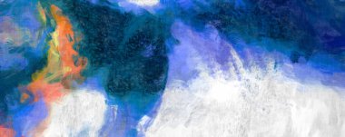 Soyut arkaplanda pürüzlü fırça darbeleri. Fırça boyası. Renkli boya darbeleri. Eşsiz duvar sanatı. Tuvaldeki modern sanat. Renkli çağdaş sanat eserleri. 