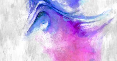 Soyut arkaplanda pürüzlü fırça darbeleri. Fırça boyası. Renkli boya darbeleri. Eşsiz duvar sanatı. Tuvaldeki modern sanat. Renkli çağdaş sanat eserleri. 