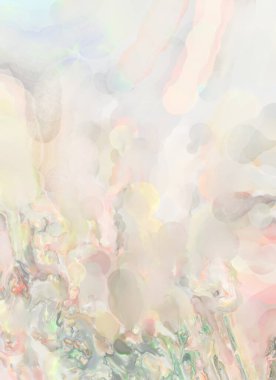 Pastel renklerde suluboya resim. Poster, duvar sanatı, afiş, kart, kitap kapağı ya da ambalaj için rahatlatıcı kompozisyonun yumuşak renkli çizimi. Modern fırça darbeleri resim.