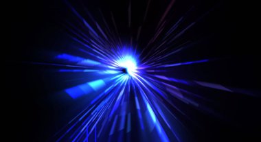 Fütürist mercek patlaması. Parlayan parçacıkları ve çizgileri olan ışık patlaması yıldızı. Güzel soyut ışın arkaplanı.