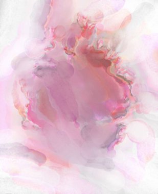 Pastel renklerde suluboya resim. Poster, duvar sanatı, afiş, kart, kitap kapağı ya da ambalaj için rahatlatıcı kompozisyonun yumuşak renkli çizimi. Modern fırça darbeleri resim.