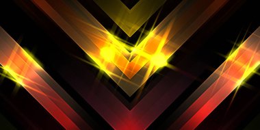 Soyut parlayan geometrik ışıklar arka planda. Fraktal simetrik grafik çizimi. Parıldayan ve parıldayan çubukları kesiştir.