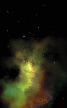 Galaksi uzayındaki yıldız alanı renkli nebula ile. Uzayın derinliklerinin bilim kurgu geçmişi. Ruhsal duvar kağıdı.