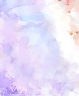 Pastel renklerde suluboya resim. Poster, duvar sanatı, afiş, kart, kitap kapağı ya da ambalaj için rahatlatıcı kompozisyonun yumuşak renkli çizimi. Modern fırça darbeleri resim.