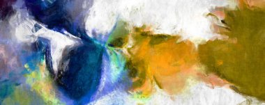 Soyut arkaplanda pürüzlü fırça darbeleri. Fırça boyası. Renkli boya darbeleri. Eşsiz duvar sanatı. Tuvaldeki modern sanat. Renkli çağdaş sanat eserleri. 