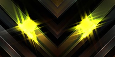 Soyut parlayan geometrik ışıklar arka planda. Fraktal simetrik grafik çizimi. Parıldayan ve parıldayan çubukları kesiştir.