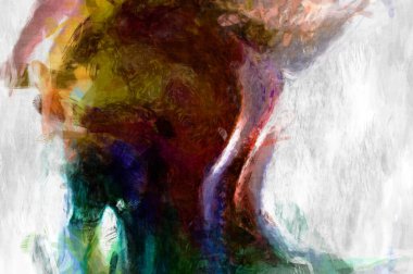 Soyut arkaplanda pürüzlü fırça darbeleri. Fırça boyası. Renkli boya darbeleri. Eşsiz duvar sanatı. Tuvaldeki modern sanat. Renkli çağdaş sanat eserleri. 