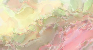 Pastel renklerde suluboya resim. Poster, duvar sanatı, afiş, kart, kitap kapağı ya da ambalaj için rahatlatıcı kompozisyonun yumuşak renkli çizimi. Modern fırça darbeleri resim.