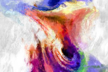 Soyut arkaplanda pürüzlü fırça darbeleri. Fırça boyası. Renkli boya darbeleri. Eşsiz duvar sanatı. Tuvaldeki modern sanat. Renkli çağdaş sanat eserleri. 