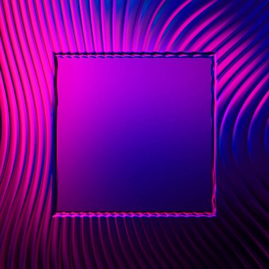 Soyut çerçeveli arkaplan. Renkli, canlı, dalgalı bir duvar kağıdı. Merkezi çerçeveli yaratıcı grafik 2d çizim. Dinamik şekilli modaya uygun sıvı örtüsü.