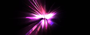 Fütürist mercek patlaması. Parlayan parçacıkları ve çizgileri olan ışık patlaması yıldızı. Güzel soyut ışın arkaplanı.