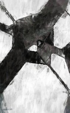 Soyut arkaplanda pürüzlü fırça darbeleri. Fırça boyası. Renkli boya darbeleri. Eşsiz duvar sanatı. Tuvaldeki modern sanat. Renkli çağdaş sanat eserleri. 