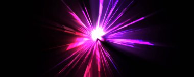 Fütürist mercek patlaması. Parlayan parçacıkları ve çizgileri olan ışık patlaması yıldızı. Güzel soyut ışın arkaplanı.