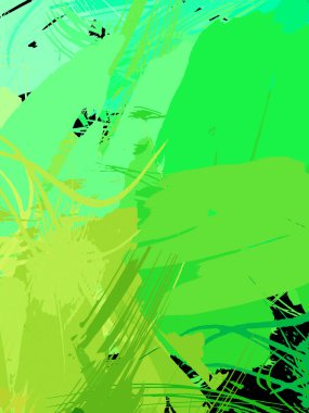 Vahşi fırça darbeleriyle yaratıcı soyut resim. Artistik fırça darbeleriyle donatılmış. Renkli ve canlı bir tasvir. Boyalı sanat.