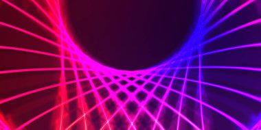 Işık dalgalarının neon renkli soyut tasarımı. Dijital arka plan ve neon ışığı parlama efekti. Parlak ışınlar duvar kağıdı.